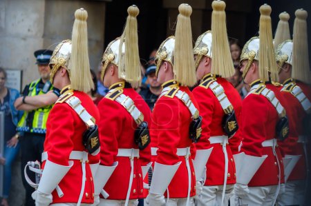 Photo for London, United Kingdom - May 23, 2018 : View of the Queens Household Cavalry Life Guards standing still - Royalty Free Image