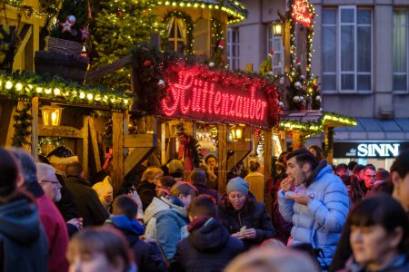Photo for Bonn, Germany - December 16, 2023 : People walking around the traditional  and picturesque Christmas Market in Bonn Germany - Royalty Free Image
