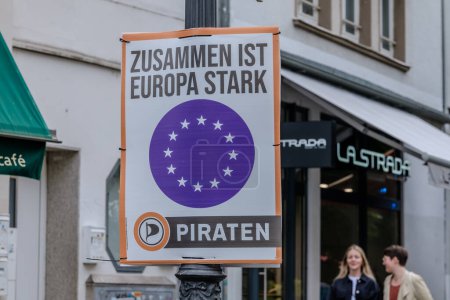 Photo for Bonn, Germany - May 21, 2024 : View of a political election poster of Piraten, the Pirates, a political Party of Germany - Royalty Free Image
