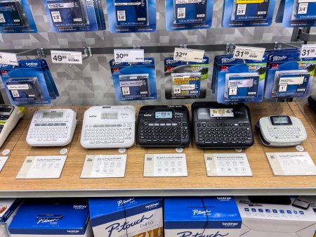 Photo for Seattle, WA USA - circa November 2022: Close up view of label makers for sale inside a Staples store - Royalty Free Image