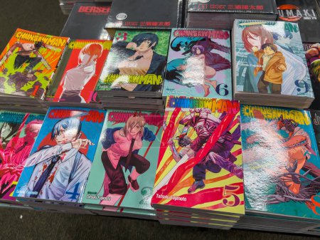 Photo for Woodinville, WA USA - circa November 2022: View of Chainsaw Man manga for sale inside a Barnes and Noble store. - Royalty Free Image