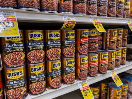 Photo for Snohomish, WA USA - circa November 2022: Close up view of Bush's canned beans for sale inside a Haggen grocery store. - Royalty Free Image