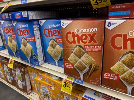Photo for Woodinville, WA USA - circa December 2022: Angled view of Chex cereal for sale inside a Haggen grocery store. - Royalty Free Image