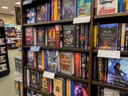 Photo for Woodinville, WA USA - circa November 2022: Wide view of books for sale inside a Barnes and Noble store. - Royalty Free Image