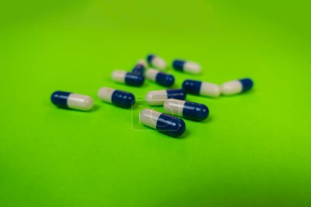 Photo for Seattle, WA USA - circa November 2022: Selective focus on Duloxetine medication on a green background. - Royalty Free Image