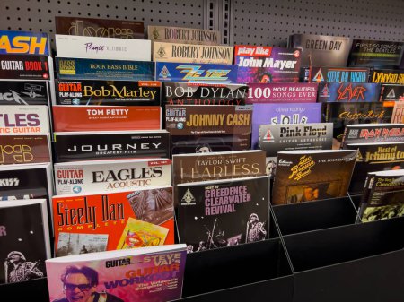 Photo for Redmond, WA USA - circa 2022: Close up view of music sheet song books for sale inside a Guitar Center store. - Royalty Free Image