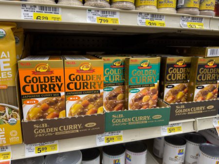Photo for Seattle, WA USA - circa november 2022: Close up view of boxed curry mix for sale inside a grocery store - Royalty Free Image