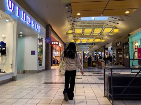 Photo for Lynnwood, WA USA - circa January 2023: Wide view of people shopping inside the Alderwood Mall. - Royalty Free Image