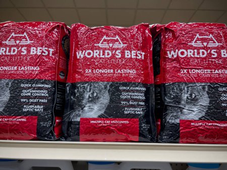 Photo for Woodinville, WA USA - circa November 2022: Close up view of Worlds Best cat litter for sale inside a grocery store. - Royalty Free Image