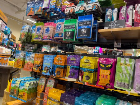 Photo for Mill Creek, WA USA - circa December 2022: Wide view of a variety of cat treats for sale inside a Mudbay pet shop. - Royalty Free Image