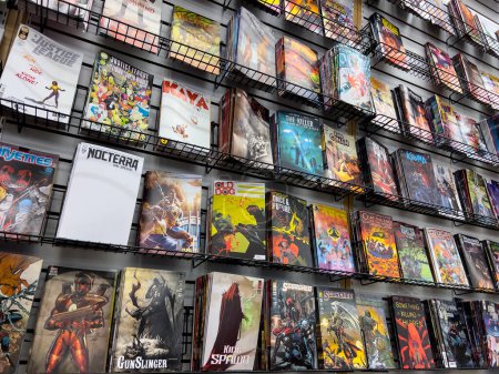 Photo for Lynnwood, WA USA - circa January 2023: Close up view of popular comics for sale inside a Phantom Zone Comics store. - Royalty Free Image