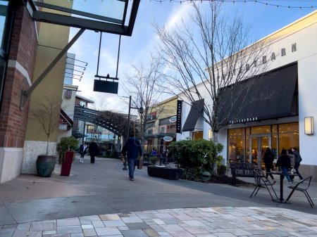 Photo for Lynnwood, WA USA - circa January 2023: Wide view of people shopping at the Alderwood Mall. - Royalty Free Image