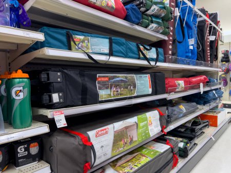 Photo for Lynnwood, WA USA - circa December 2022: Close up view of camping equipment for sale inside a Target store. - Royalty Free Image