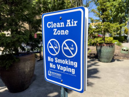 Photo for Lynnwood, WA USA - circa May 2023: Close up view of a Clean Air Zone sign at the Alderwood Mall. - Royalty Free Image