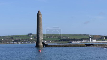 Photo for Chaine Memorial Tower Giants Pencil Larne Harbour Co Antrim Northern Ireland - Royalty Free Image