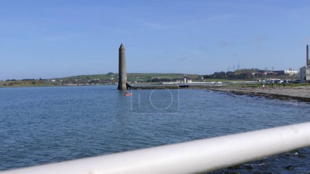 Photo for Chaine Memorial Tower Giants Pencil Larne Harbour Co Antrim Northern Ireland - Royalty Free Image