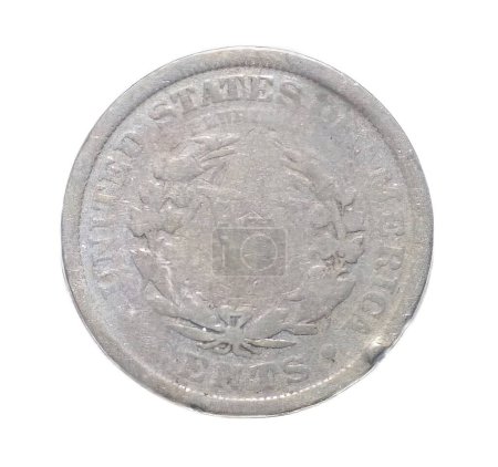Téléchargez les photos : 1909 American Liberty Head V Nickel 5 Cent Pièce VG Bon 5c US Coin Collectible recto verso et verso isolé sur fond blanc - en image libre de droit