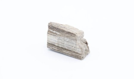 piedra arenisca del desierto es una roca sedimentaria que consiste en láminas de arena, partículas minerales y matriz de unión depositada en la cima de ambientes acuáticos y formaciones desérticas. aislado en blanco