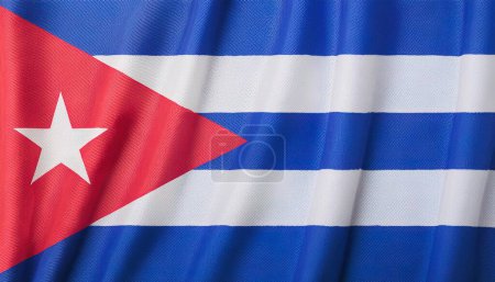 orgullo de la bandera del mundo o juegos olímpicos o el concepto olímpico de una bandera del país Cuba triángulo rojo con una estrella blanca, rayas blancas y azules, aislado con colores y diseño, textura