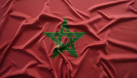 orgullo de la bandera del mundo o juegos olímpicos o el concepto olímpico de una bandera del país Marruecos con campo rojo con un pentagrama o pentagrama entrelazado verde, aislado con colores y diseño, textura