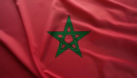 drapeau mondial fierté ou jeux olympiques ou le concept olympique d'un drapeau du pays Maroc avec champ rouge avec un pentagramme entrelacé vert ou pentangle, isolé avec des couleurs et le design, la texture