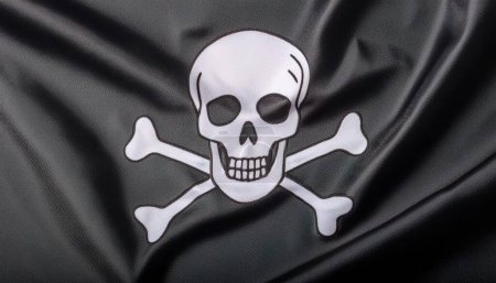 Téléchargez les photos : Drapeau pirate Jolly Roger - Crâne et os croisés noirs et blancs - Parfait pour les amateurs de pirates. Design noir Sam Bellamy et Edward England - en image libre de droit