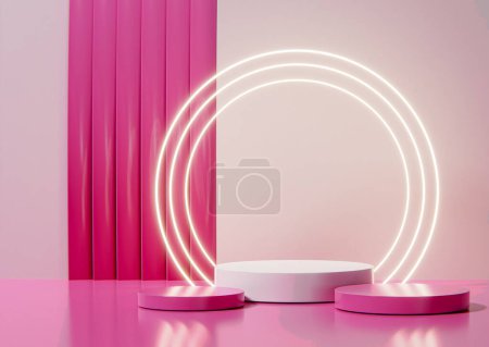 Pink best advertising podium 3D illustration.