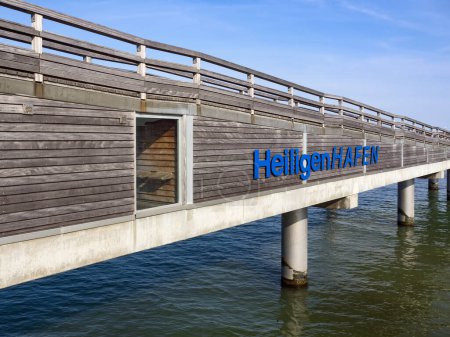 Photo for Heiligenhafen, Schleswig-Holstein, Germany - 20 July 2018: Modern pier in Heiligenhafen on the Baltic Sea - Royalty Free Image