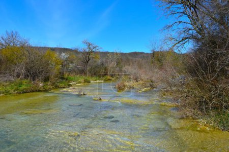 Dragonja river in spring in Istria, Slovenia