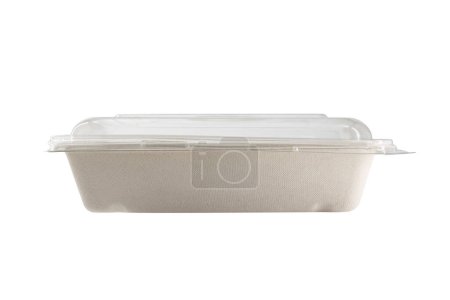 Foto de Bagasse container package for food isolated on white background - Imagen libre de derechos