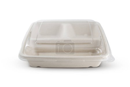 Foto de Envase de bagazo para alimentos aislados sobre fondo blanco - Imagen libre de derechos