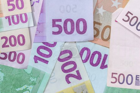 different Eu paper Euro banknotes as financial abstract background. Finance concept