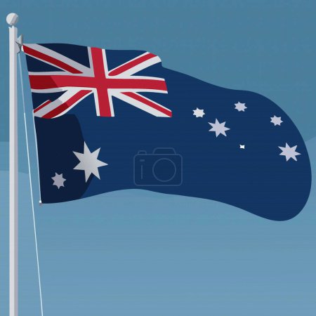 Téléchargez les illustrations : Australie vague drapeau sur fond bleu vecteur illustration 10 eps - en licence libre de droit