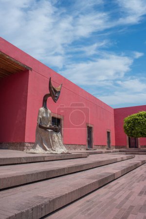 Photo for San luis potosi, san luis potosi, 23 04 08,  Statue in the entrance courtyard of the Museum of Arts of San Luis Potosi, without people with old construction - Royalty Free Image