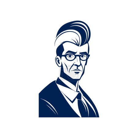 Business man wearing suit with glasses icon. Vector illustration.