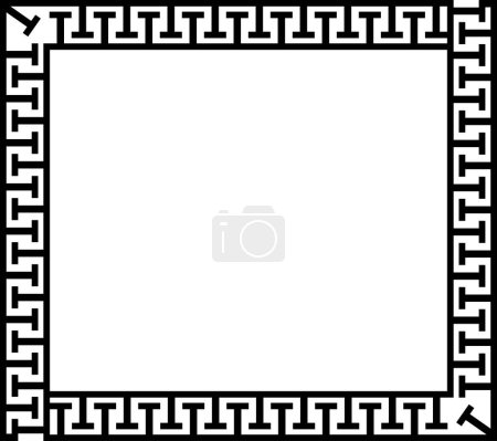 Patrón meandro negro clave griega página cuadrada borde vector ornamento