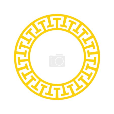 abstrait jaune décoratif grec méandre cercle cadre vectoriel étiquette