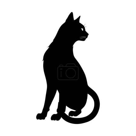 Black silhouette of a cat on a white background. Vector illustration.