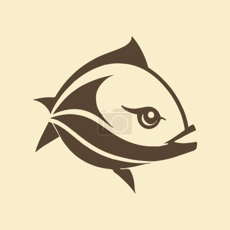 Brown fish icon in flat style vector illustration