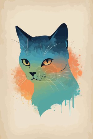 Illustration of a cat in a grunge style, vector