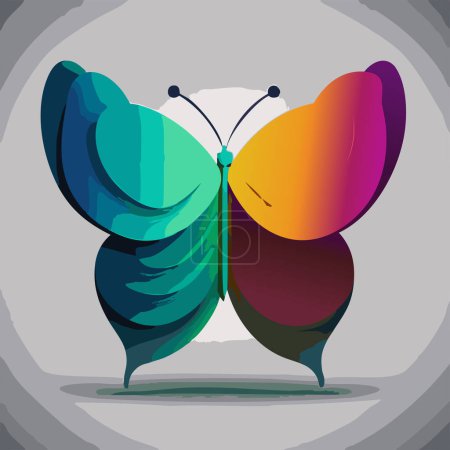 Colorful butterfly on a gray background. Vector illustration in flat style.