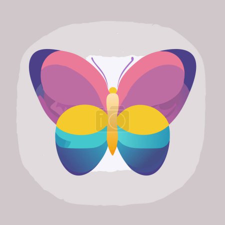 Papiersticker auf stilvollem Hintergrund Schmetterling in Pastellfarben. Vektorillustration