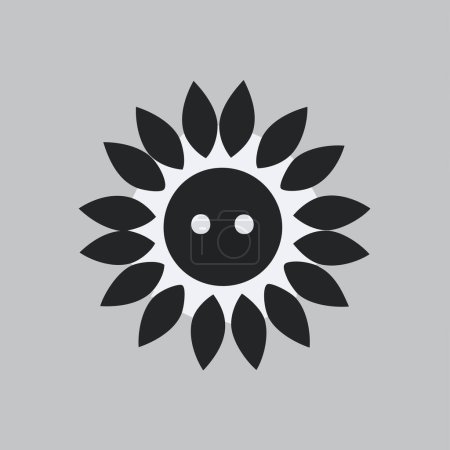 Ilustración de Icono emoji girasol. Ilustración vectorial de flores solares en blanco y negro. - Imagen libre de derechos