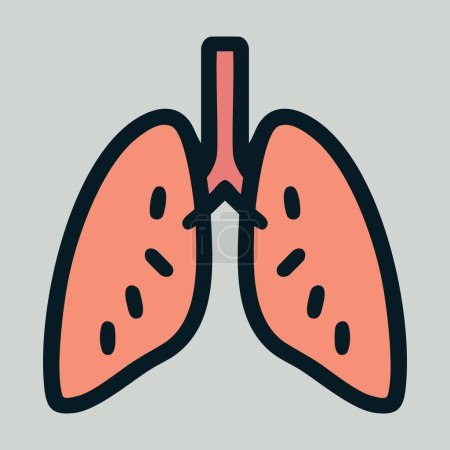 Icono de color Humano Lungs sobre fondo gris. Ilustración vectorial.