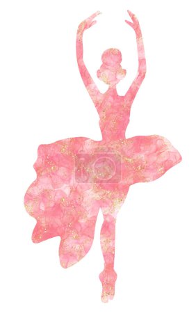 Silhouette de ballerine dansante aquarelle. Ballerine dansante isolée.Danse classique dessinée à la main, pose.Jeune jolie illustration de ballerine féminine. Peut être utilisé pour les cartes postales et les affiches.