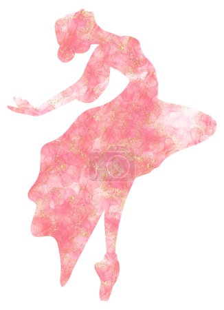 Aquarell tanzende Ballerina Silhouette. Isolierte tanzende Ballerina.Handgezeichnete klassische Ballettaufführung, pose.Young hübsche Ballerina Frauen Illustration. Kann für Postkarten und Poster verwendet werden.