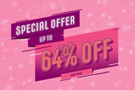 Foto de 64 sesenta y cuatro Porcentaje de compras super venta semitono rosa banner de diseño de fondo. rosa - Imagen libre de derechos