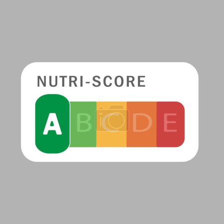 Illustration for Nutriscore horizontal sticker. 5-colour nutrition label. nutri-score system in france. consumer-frie - Royalty Free Image