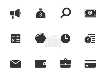 Illustration for Business glyph icons isolated on white background. business glyph icon set for web, mobile apps, ui design, print polygraphy and promo advertising - Royalty Free Image