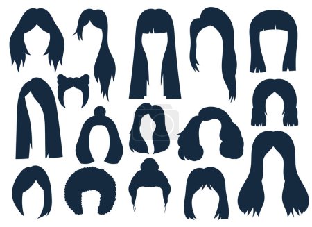 Téléchargez les illustrations : Illustration de design vectoriel cheveux femme isolé sur fond blanc - en licence libre de droit